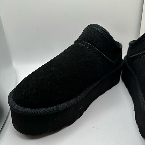 CUSHIONAIRE Women's Genuine Suede Cozy Mule Platform +Memory Foam 9 BLACK - Picture 7 of 7